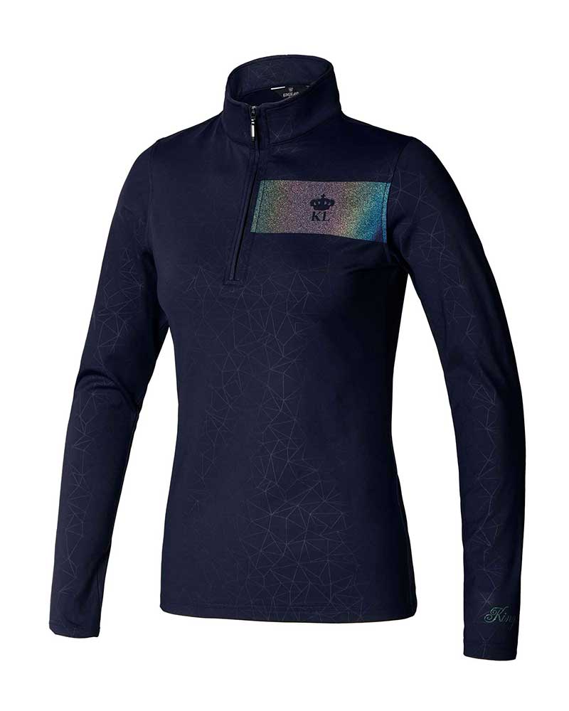 Women's Navy Long-Sleeve Training Fleece Shirt - KLtenley - Kingsland Dressage