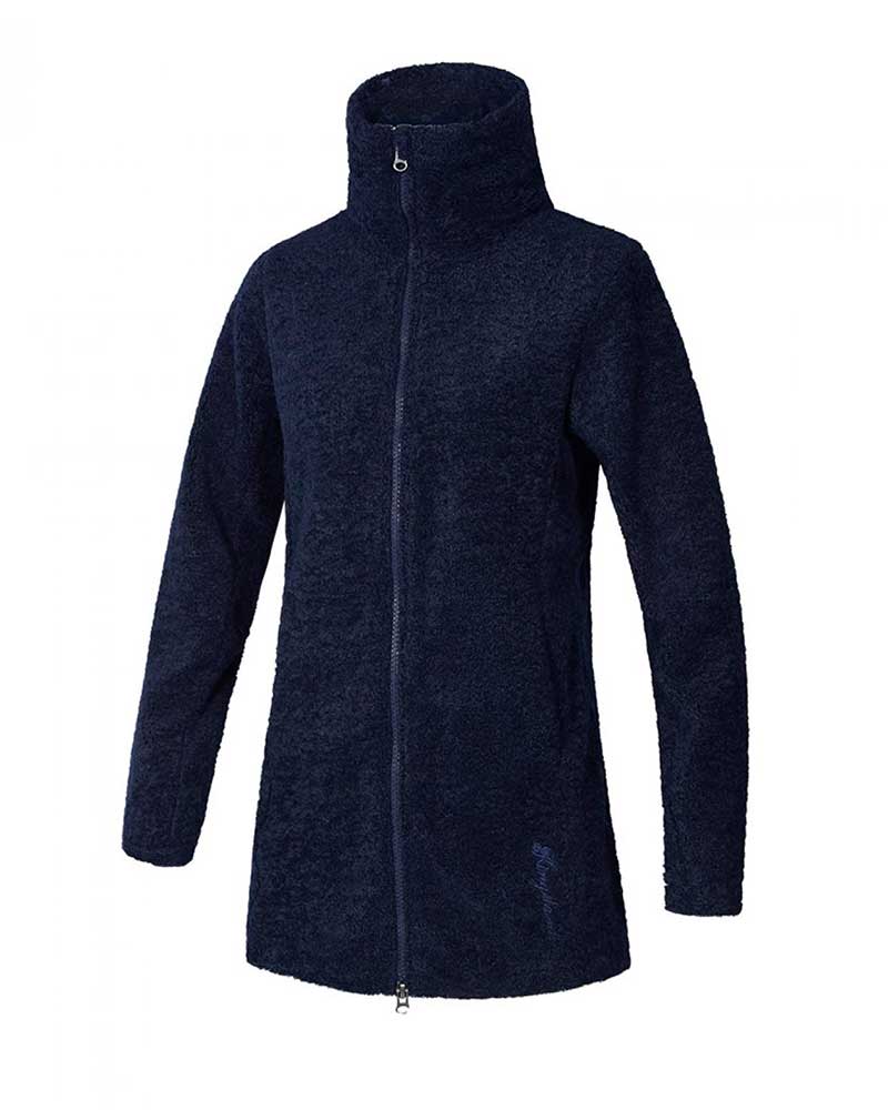 Manteau long en laine bleu marine avec col en fourrure pour femme - KLtiffany - Kingsland Dressage