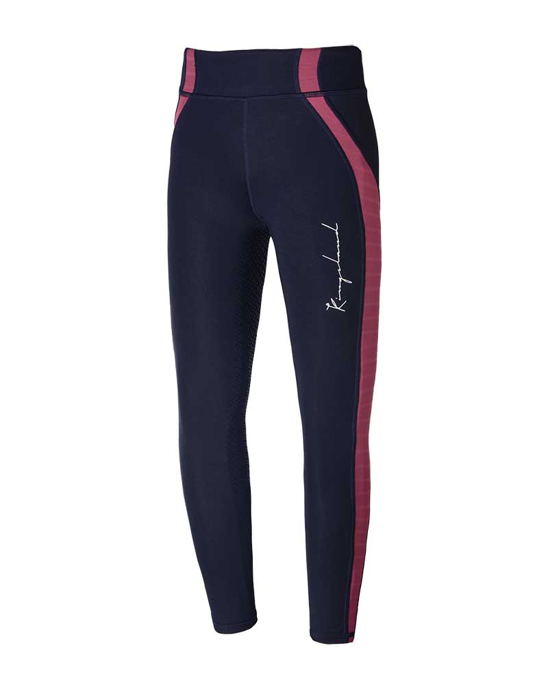 Leggings d'équitation rose/frutos el bosque (Pink dry rose) et bleu marine (grip à fond intégral) pour fille KLkandy - Kingsland