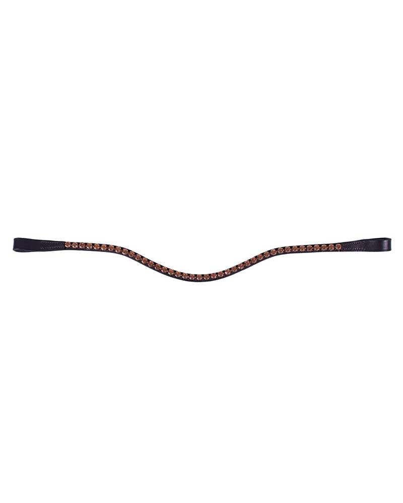 10mm Black Leather Browband with Gold Rhinestones for Horse - Dianthus - QHP