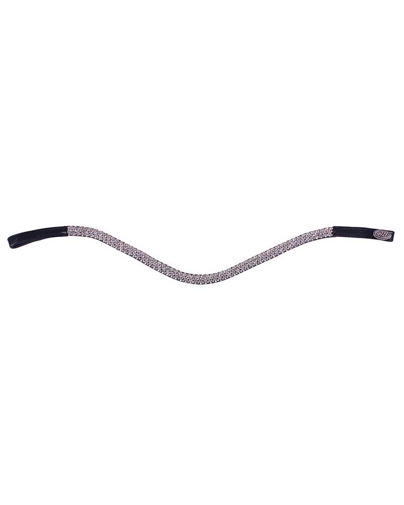 Frontal (10 mm) à strass sur cuir noir pour cheval Verbena - QHP