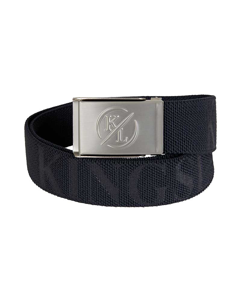 Navy blue elastic belt with plate closure - KLollie - Kingsland