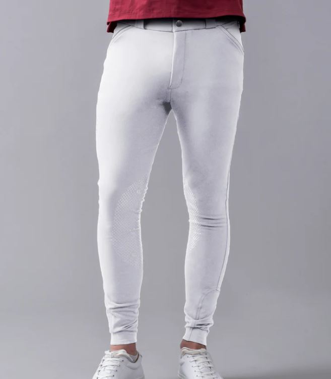 White pants with pockets and gray details for men - Klkenton - Kingsland