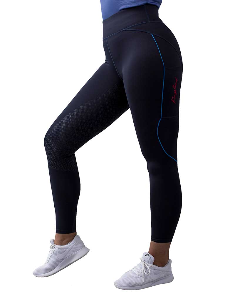 Navy blue tights with blue trim (grip culera) for women - KLkarina - Kingsland