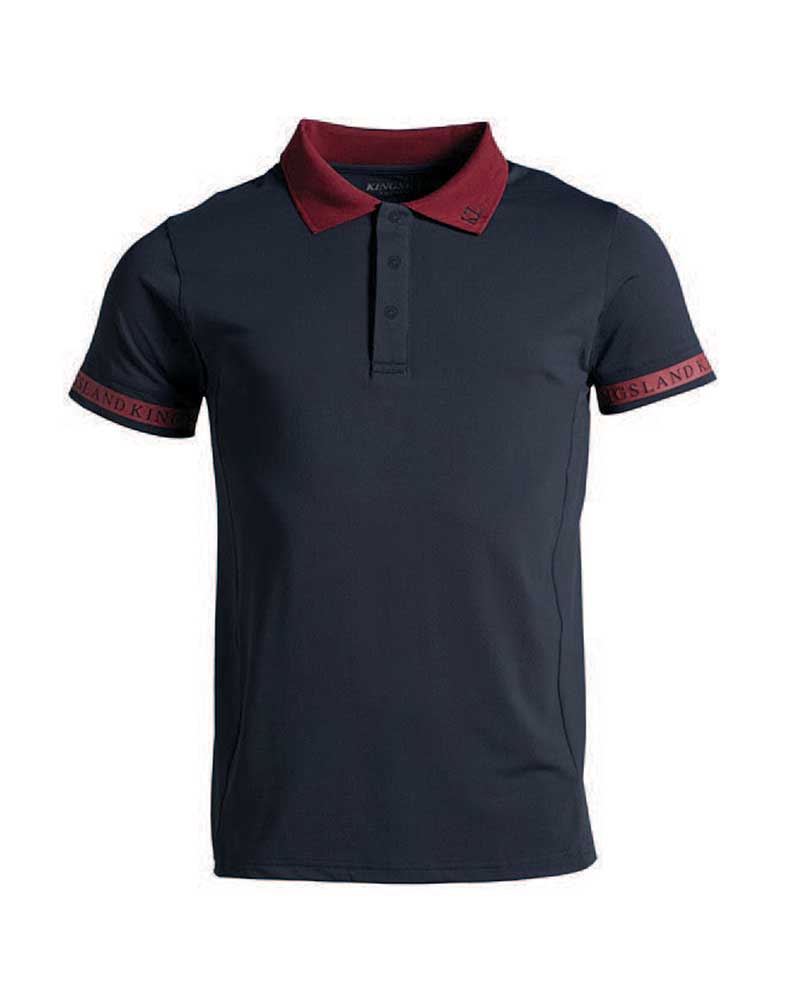 Polo de maille technique à manches courtes bleu marine et bordeaux pour homme KLparker - Kingsland