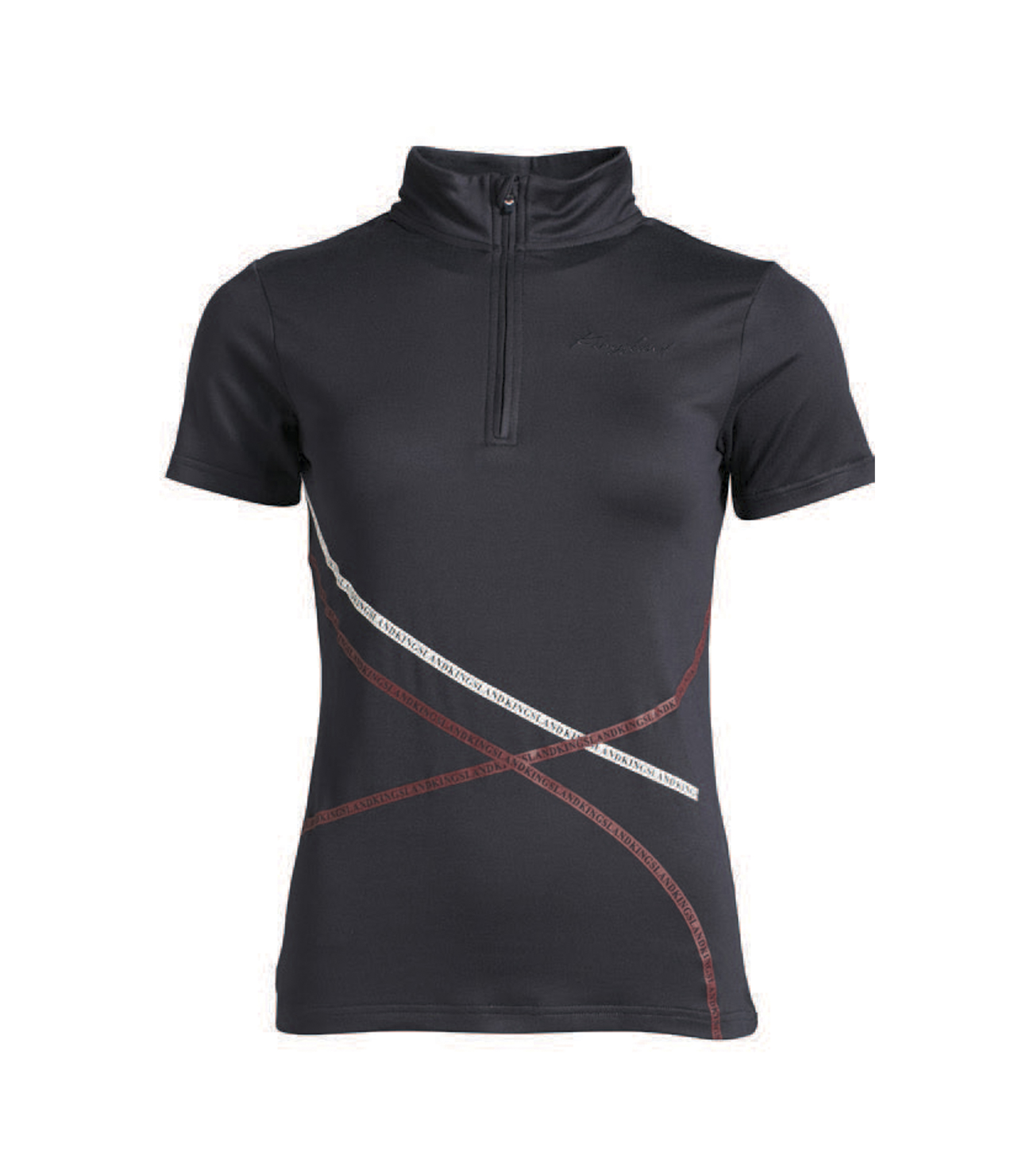 Women's Navy and Burgundy Short Sleeve Technical Mesh Polo - KLpaula - Kingsland