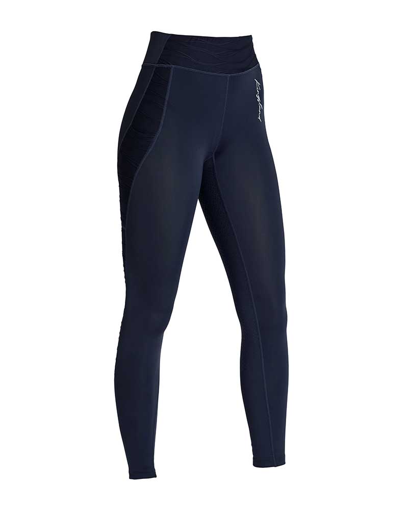 Leggings bleu marine avec ceinture large et latéraux de maille (grip à fond intégral) pour femme KLkatinka - Kingsland