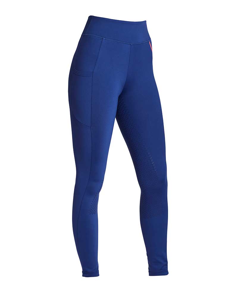 Leggings bleu eléctrico avec sangles corail et orange (grip à fond intégral) pour femme KLkarina - Kingsland