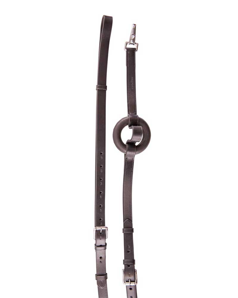 Black Side Reins with Rubber Ring for Pony - Premiere