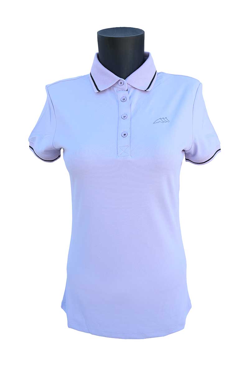 Lilac short-sleeved technical training pique polo for women - Gretig - Equiline