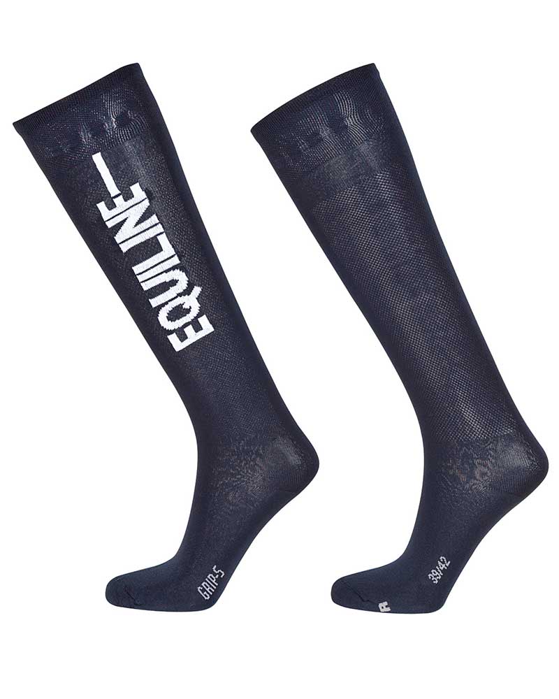 Chaussettes hautes bleu marine avec la marque en blanc Codrec - Equiline