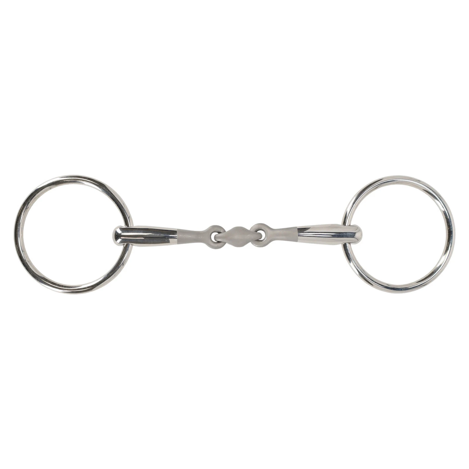 Loose ring anatomical double jointed snaffle bit 10.5 cm in sandblasted - QHP