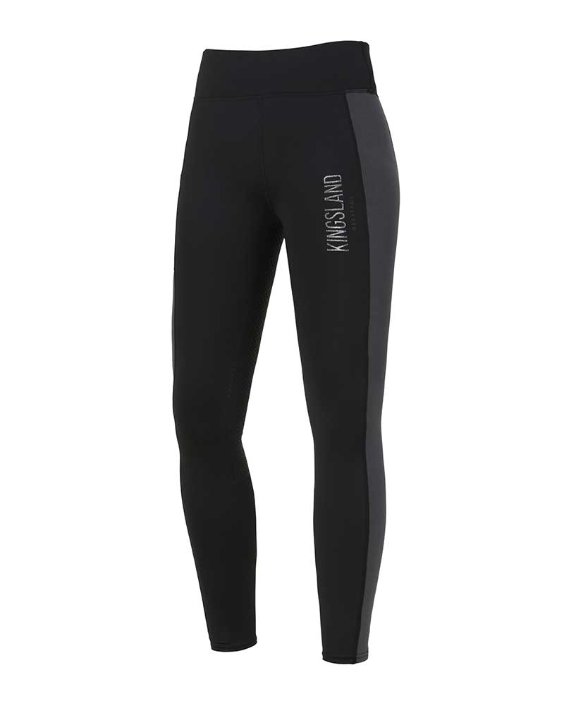 Leggings noir avec latéraux de maille gris (grip à fond intégral) pour femme - KLkarina - Kingsland Dressage