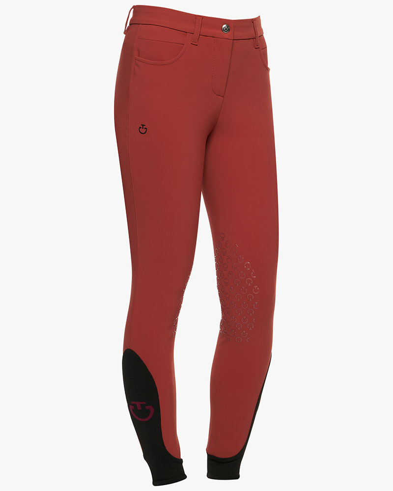 Pantalons rouge avec poches (grip aux genoux) pour fille - Cavalleria Toscana