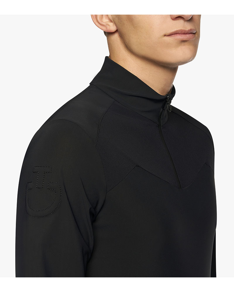 Men's black long-sleeved training t-shirt for winter - Cavalleria Toscana