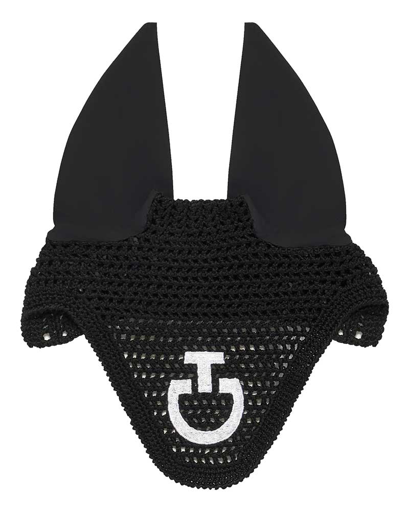 Orejeras negras de crochet con orejas elásticas para caballo y pony - Cavalleria Toscana