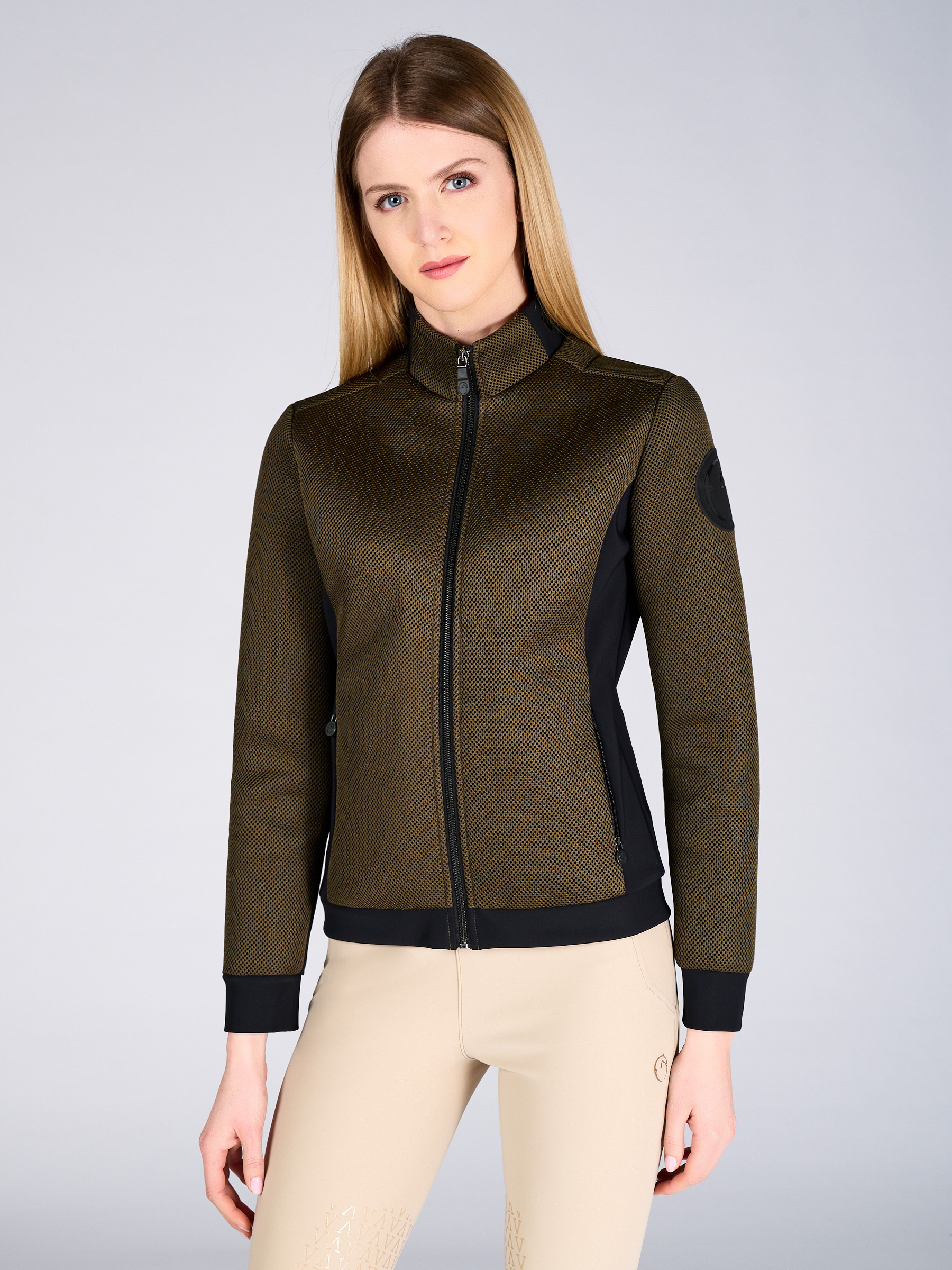 Abrigo de color verde y negro con cremallera para mujer - Lierna - Vestrum