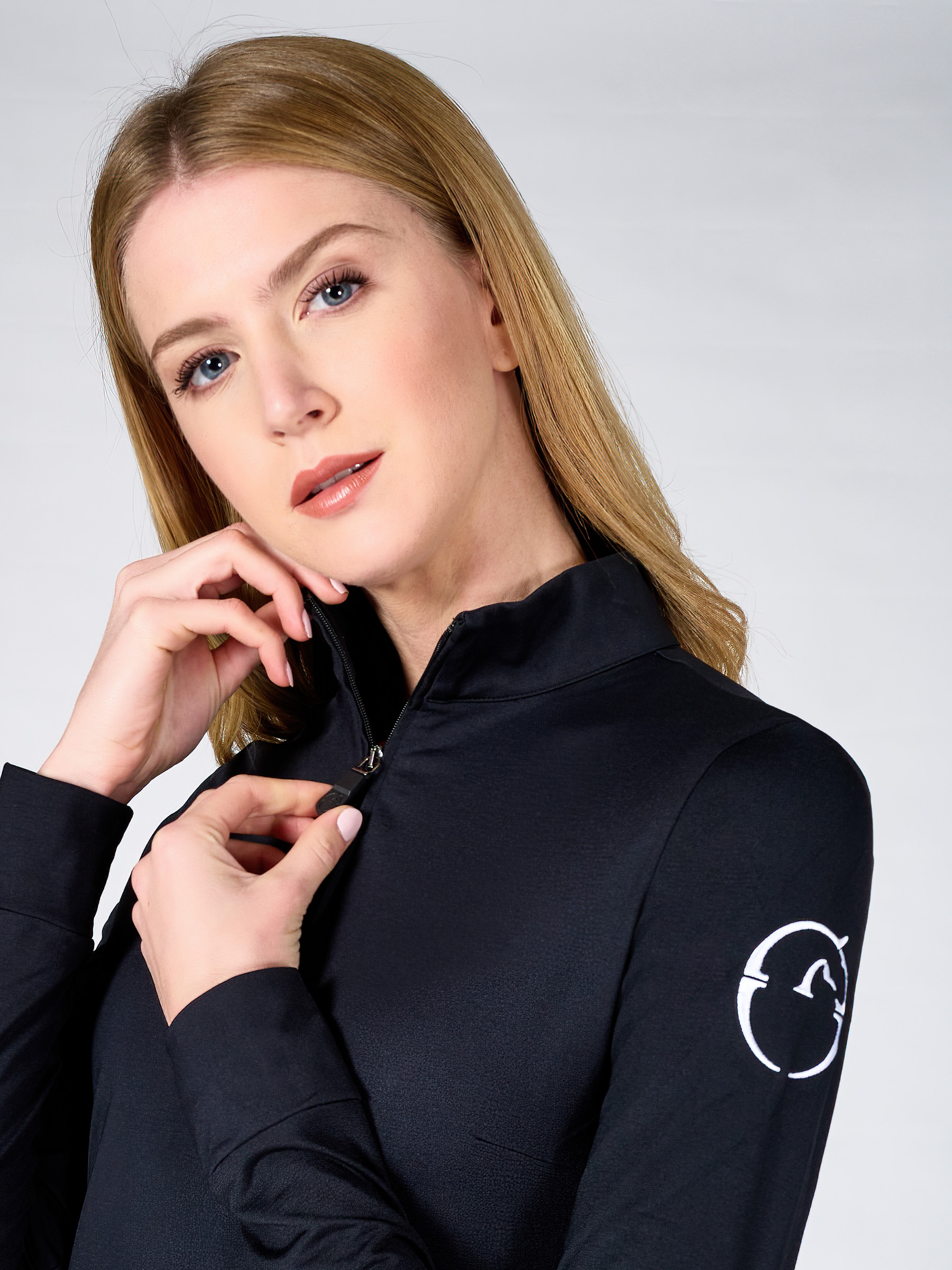 Navy blue half-zip sweatshirt for women, Karlstad model by Vestrum
