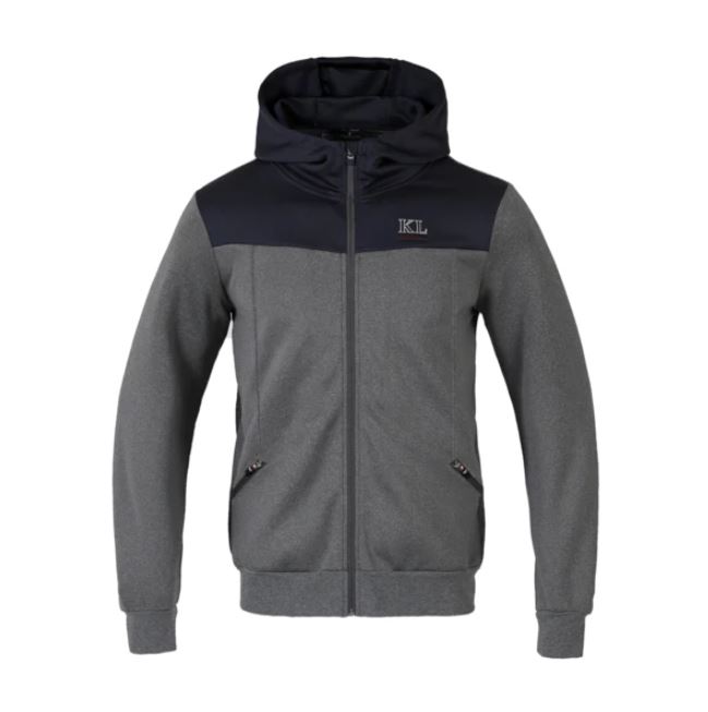 Unisex gray sports jacket with hood and zipper pockets - KLearl - Kingsland