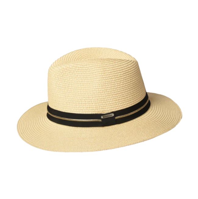 Classic toquilla straw hat (beige) with black ribbon unisex - Kldivine - Kingsland