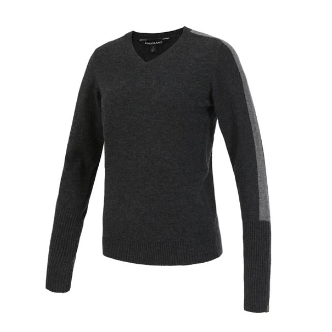 Pull fin en maille avec col en V gris foncé pour femme KLfia - Kingsland