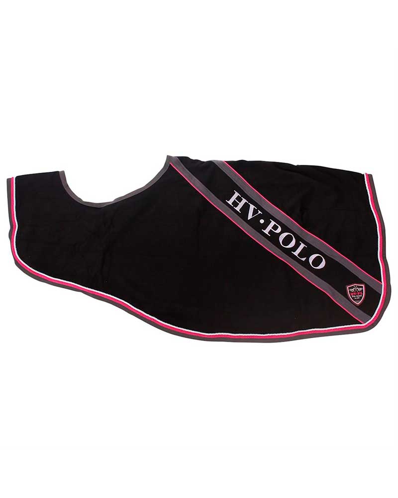 Couverture polaire avec couvre-reins noir, gris et fuchsia pour cheval Haxtun - HV Polo