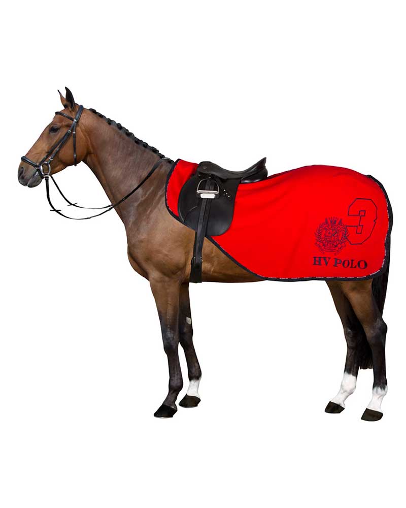 Red fleece exercise rug with quarter sheet for horse - Favouritas - HV Polo