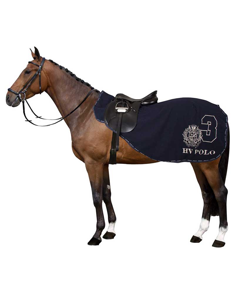 Couverture polaire avec couvre-reins bleu marine pour cheval - Favouritas - HV Polo