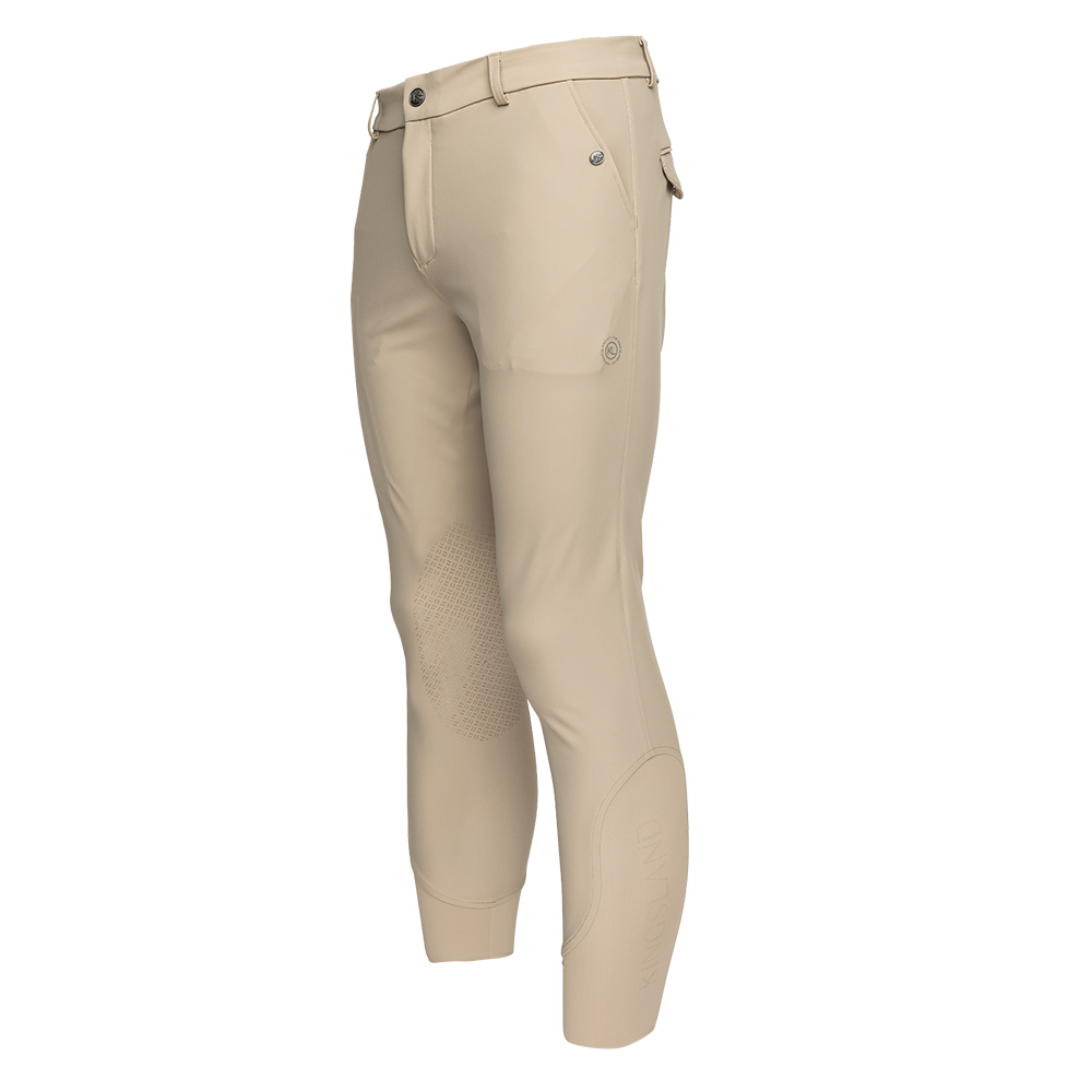 Men’s beige seamless riding breeches (knee grip) with side mobile pocket KLKoa - Kingsland