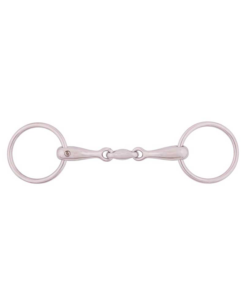 Double-Jointed 16mm Loose Ring Snaffle Bit with 65mm Rings for Horse - BR