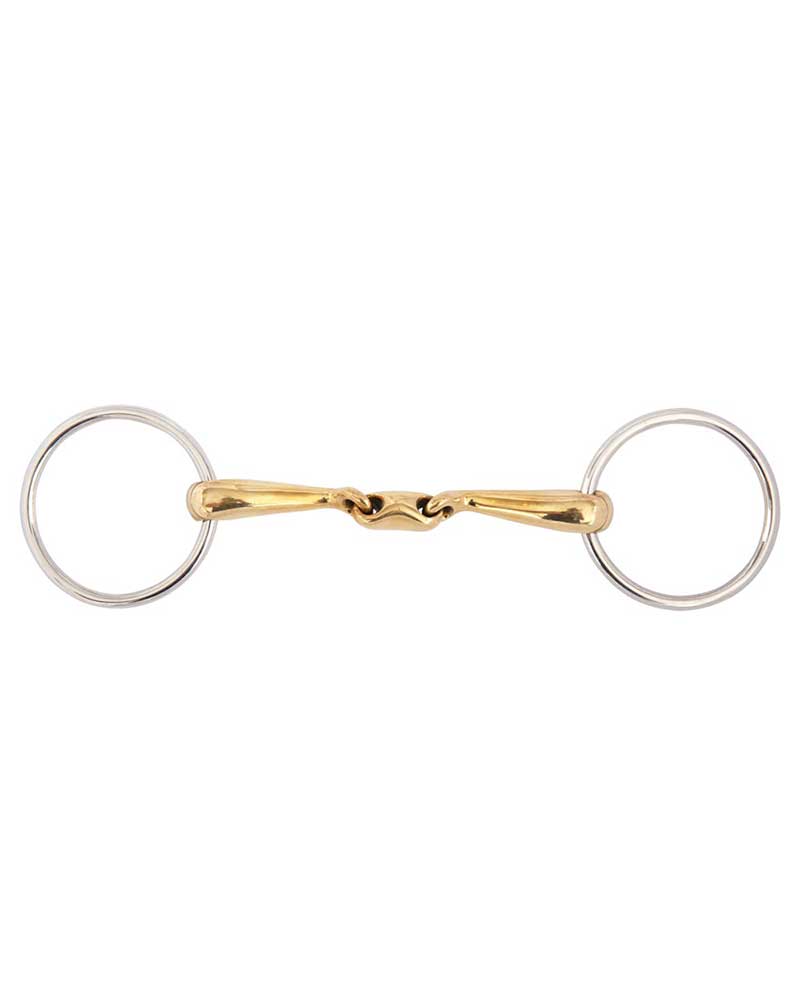 Soft Contact Curved Cuprigan Double-Jointed 16mm Loose Ring Snaffle – 65mm Rings – BR