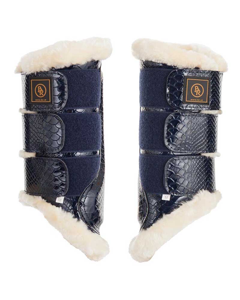 Lot de 2 protections de dressage bleu marine avec imprimé animal et mouton pour cheval Majestic Lacquer - BR