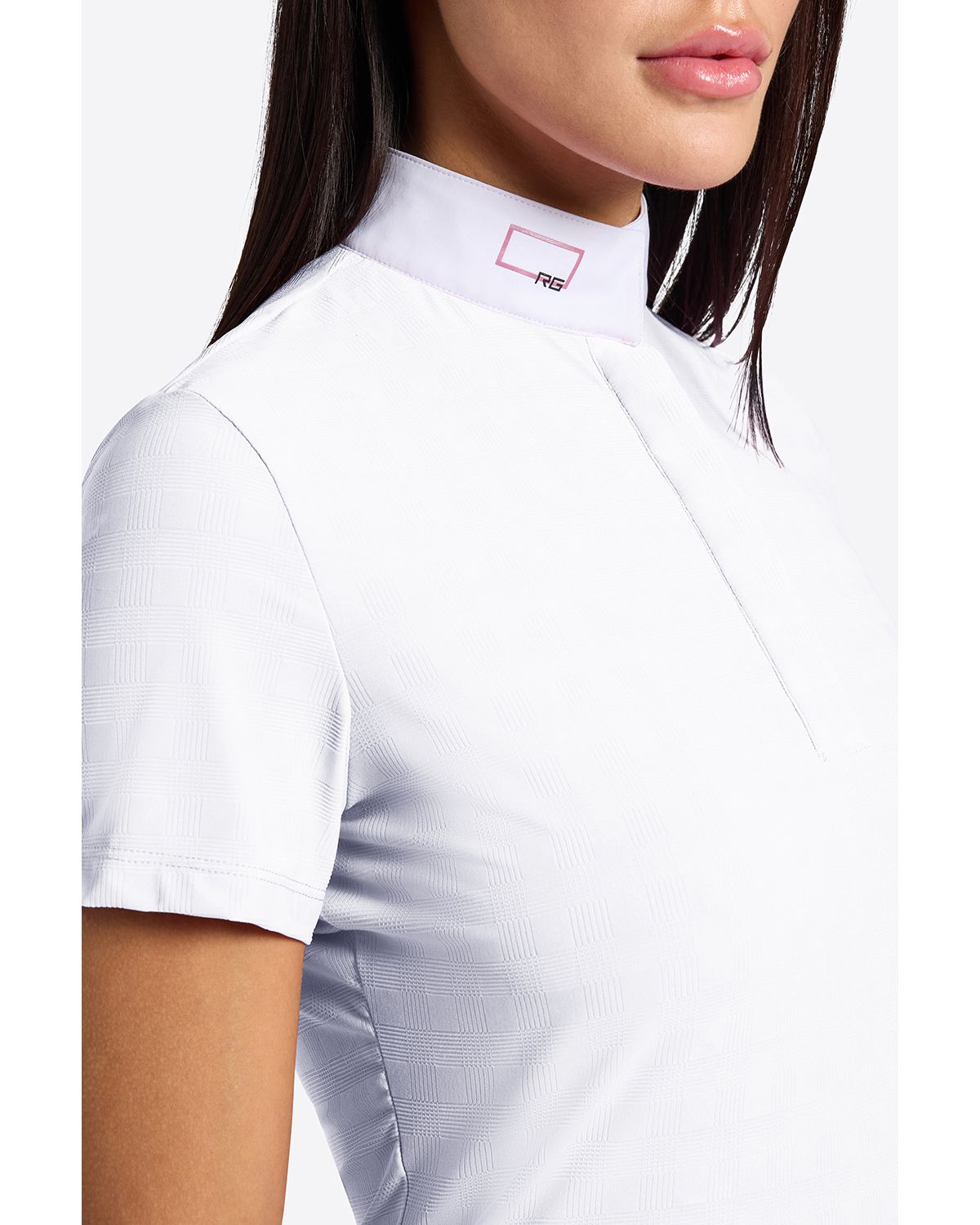 Polo de competición blanco de manga corta transpirable para mujer - RG