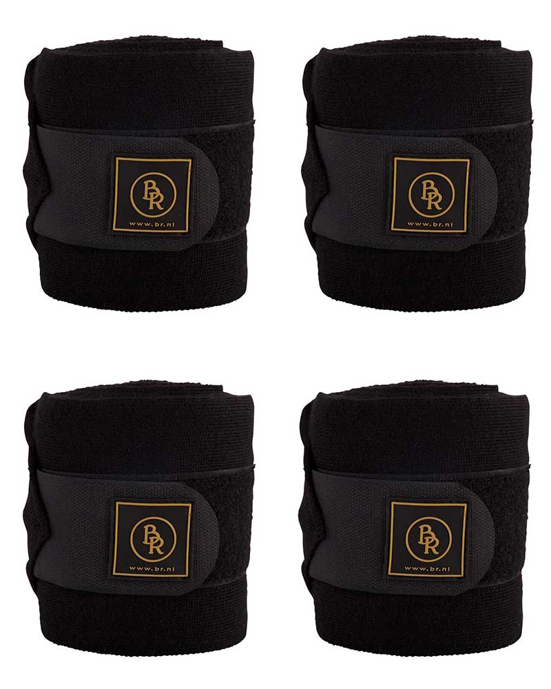 Lot de 4 bandes noires de repos pour cheval - BR