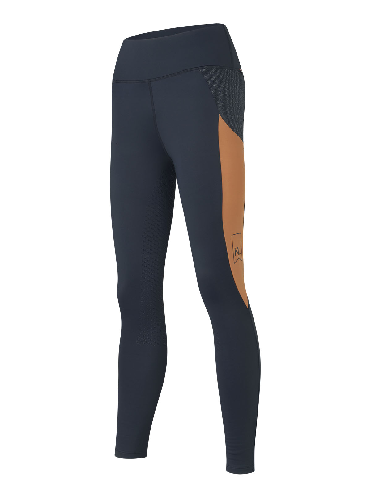 Leggings d'hiver bleu marine (full grip) pour femme avec poche latérale en marron et détails brillants - KLMegan-Kingsland