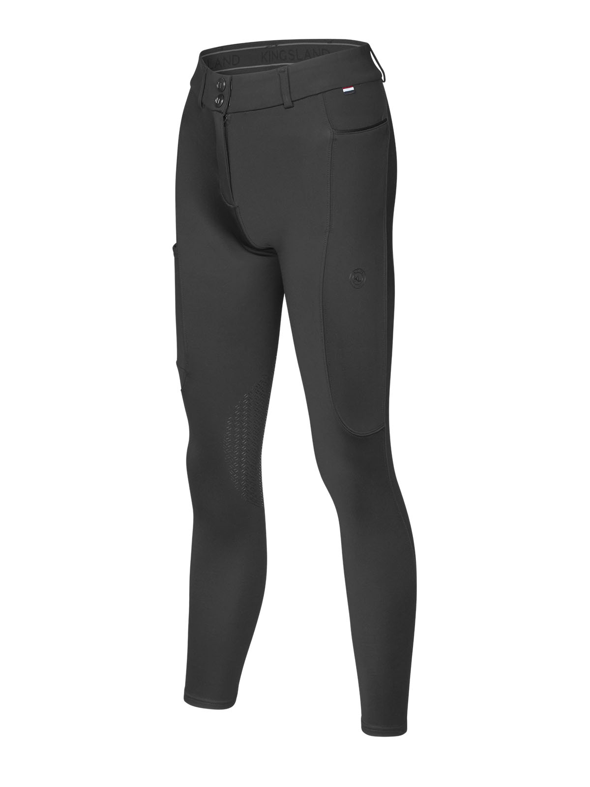 Women's black winter trousers (knee-length) with two-button closure and elastic waist - KLCornelia-Kingsland