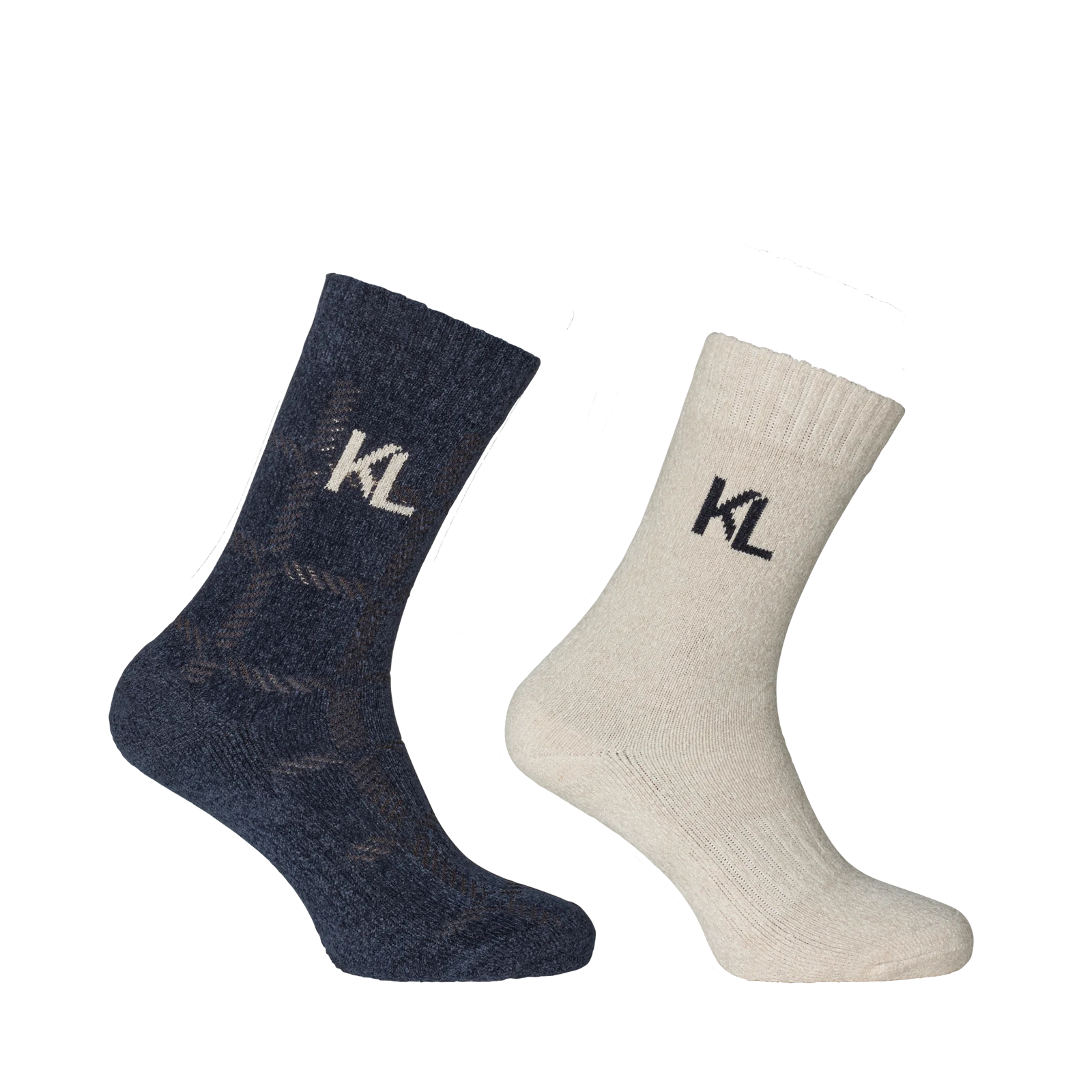 Pack de 2 pares de calcetines de chenilla surtidos (azul marino y crudo) Ashley - Kingsland