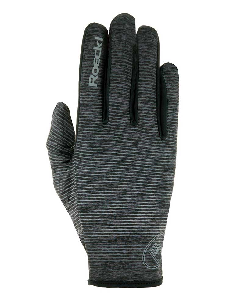 Grey Striped Winter Riding Gloves with Grip - Wayne - Roeckl
