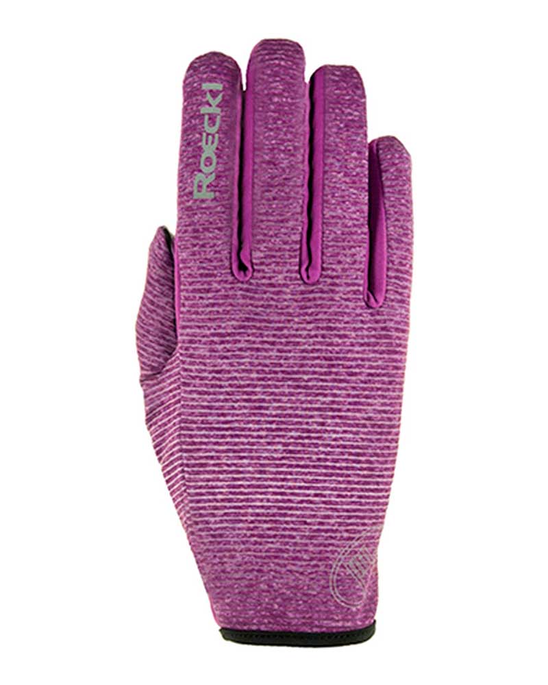 Fuchsia and White Striped Winter Riding Gloves with Grip - Wayne - Roeckl