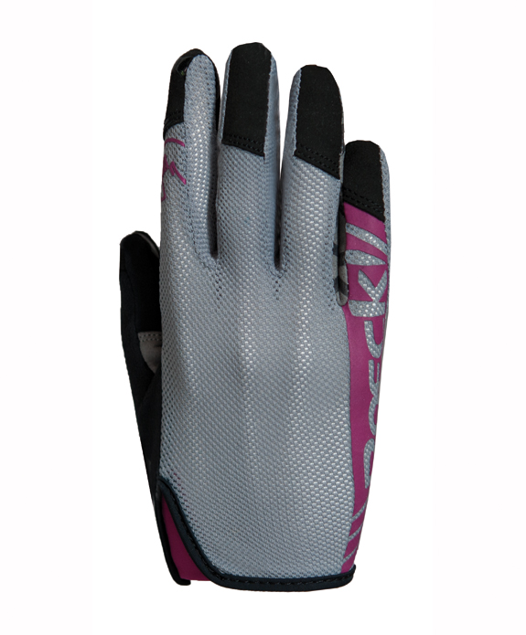 Grey, black, and fuchsia horse riding gloves – Torino – Roeckl