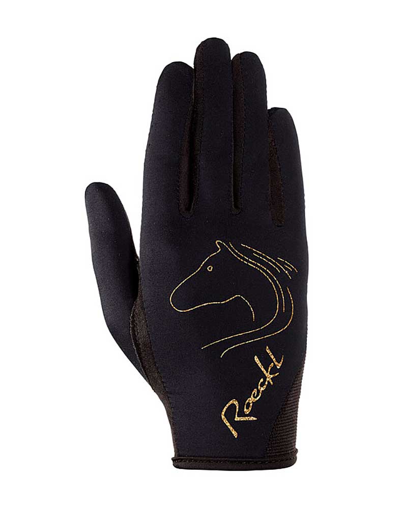 Guantes de montar a caballo negro y dorados - Tryon - Roeckl