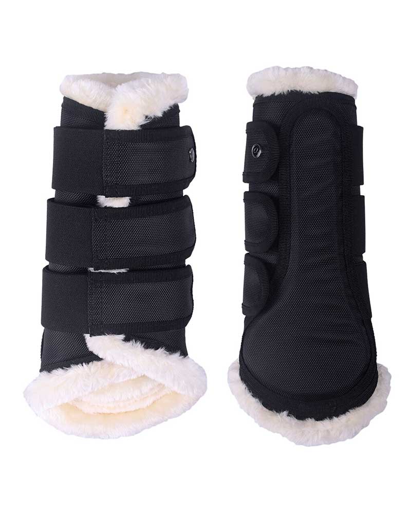 Lot de 2 protections de dressage noirs avec mouton pour cheval et/ou poney Astana - QHP