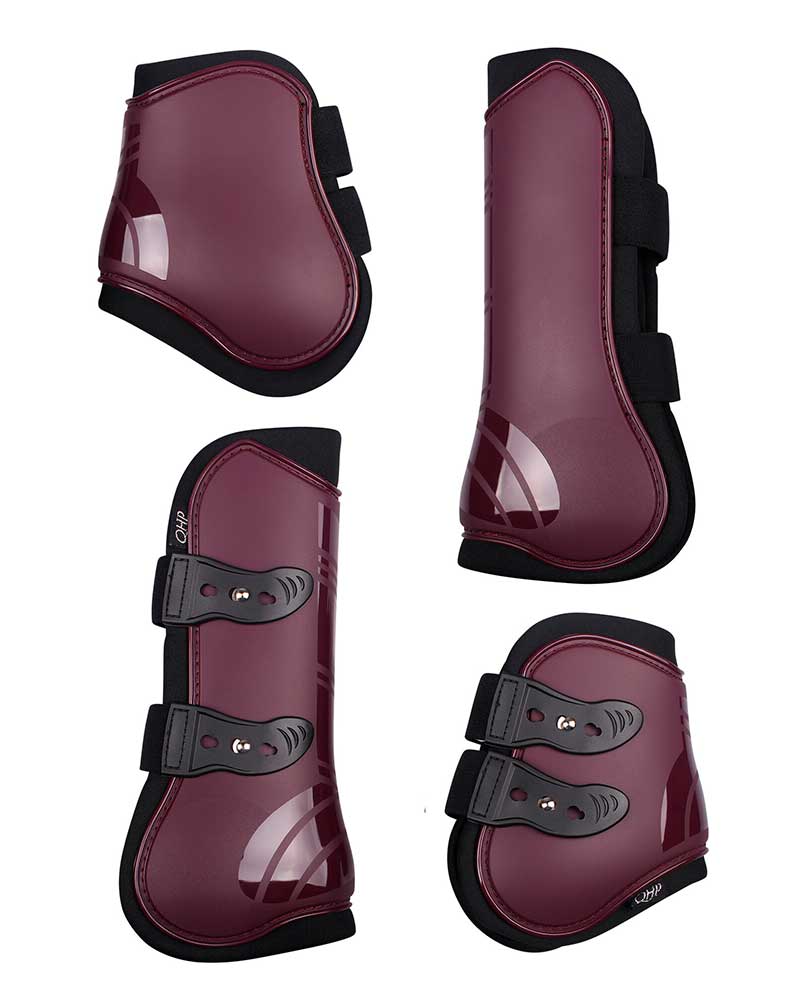 Pack of 4 Tendon and Fetlock Boots Eggplant for Horse - QHP