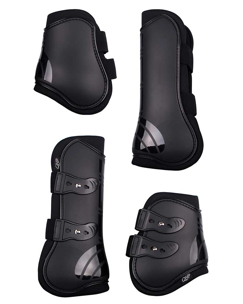 Pack de 4 protectores (tendones y menudillos) negros - QHP