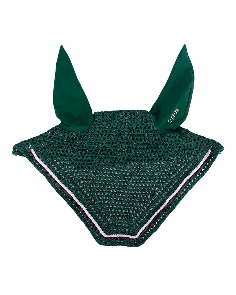 Orejeras de crochet verdes con orejas elásticas para caballo - QHP