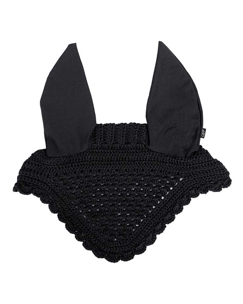 Black Crochet Earmuffs with Elastic Horse Ears - QHP