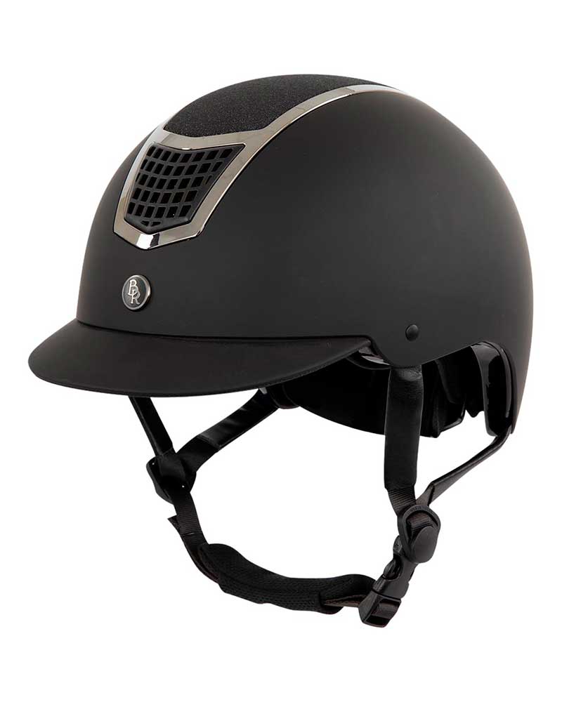 Black Riding Helmet with Silver Contrasts and Glitter Lambda - BR