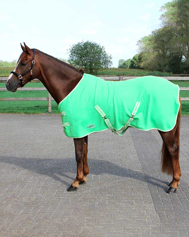 Manta polar de secado con cinchuelos verde manzana para pony - QHP