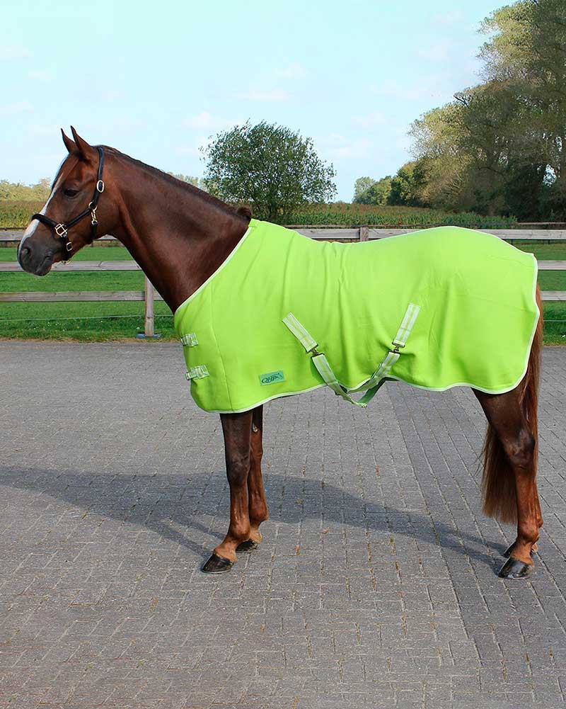 Fleece drying rug with cross surcingles, lime green, for pony – QHP