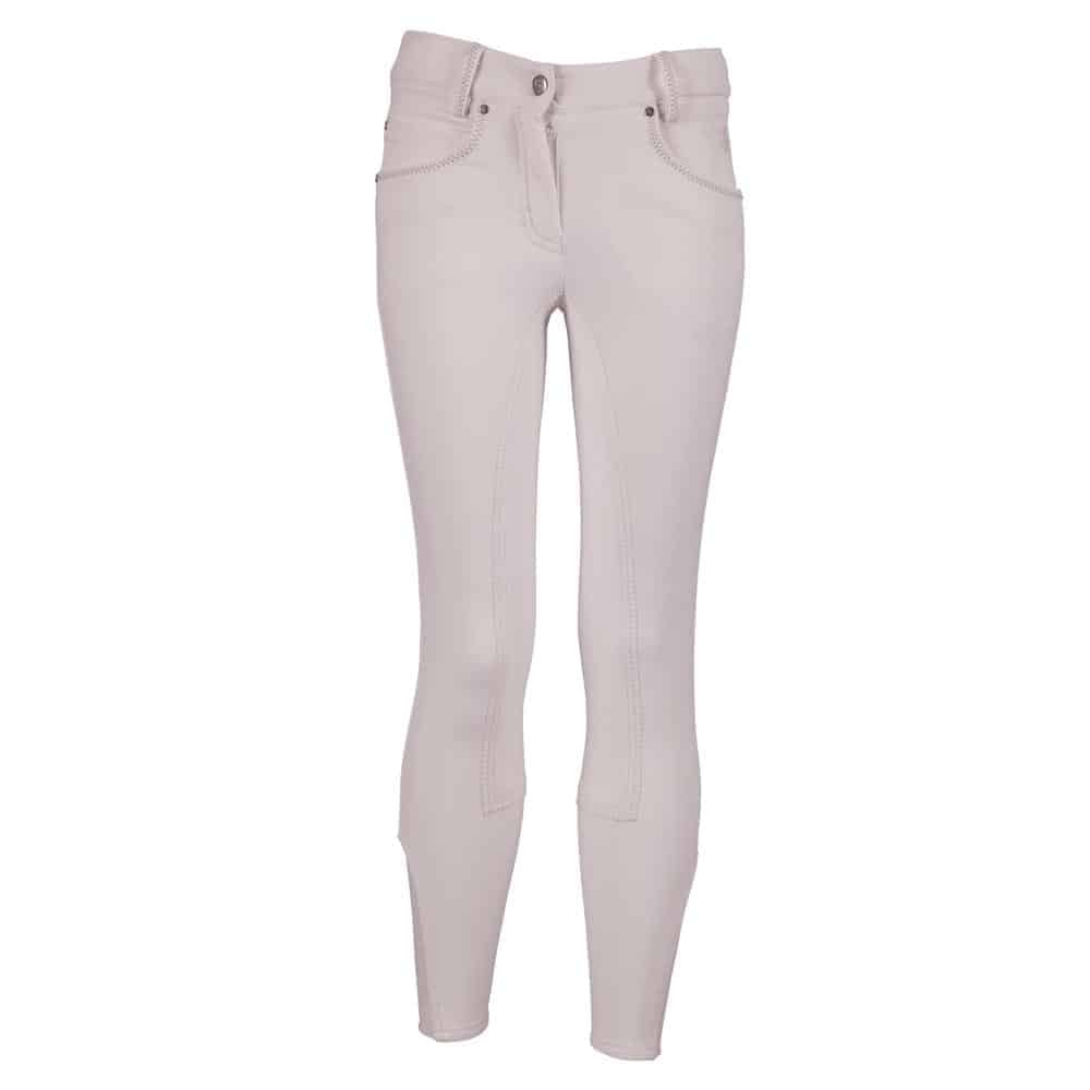 Pantalones blancos de montar a caballo con grip de cuero en la culera para niña Paris - BR
